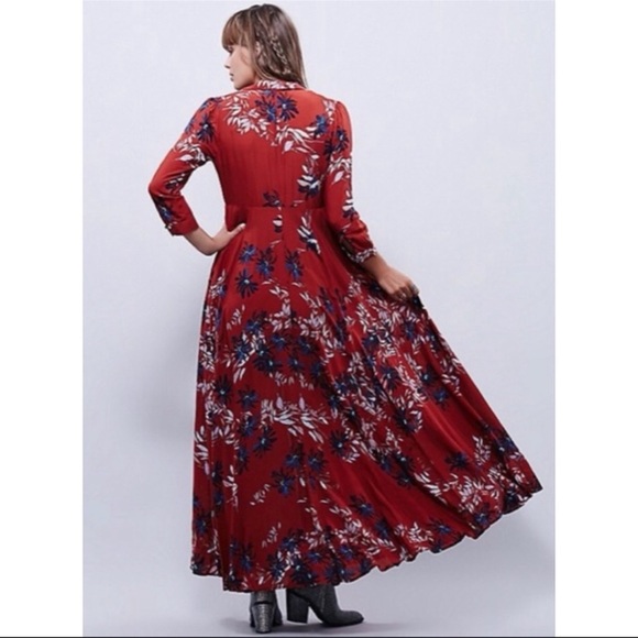 NEW Free People After the Storm Maxi Shirt-Dress in Red - Picture 3 of 6